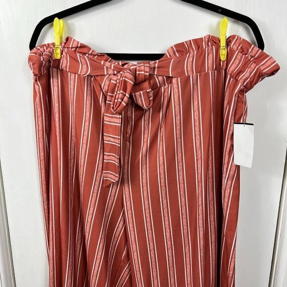 Planet Gold rust orange white striped Paperbag causal pants - Picture 2 of 7